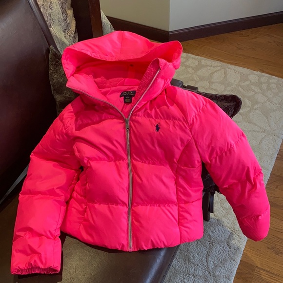 Polo kids hot pink puffer jacket